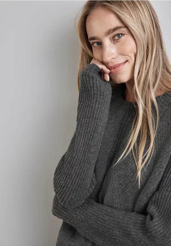 Thumbnail - Street One Frauen Strukturpullover in Grau, Gr: 34