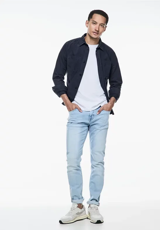 Street One MEN Männer Leichtes Sommer Overshirt in Blau, Gr: XL