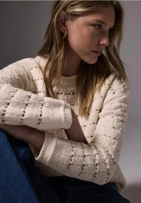 Thumbnail - Street One Studio Frauen Strukturpullover in Weiß, Gr: 44