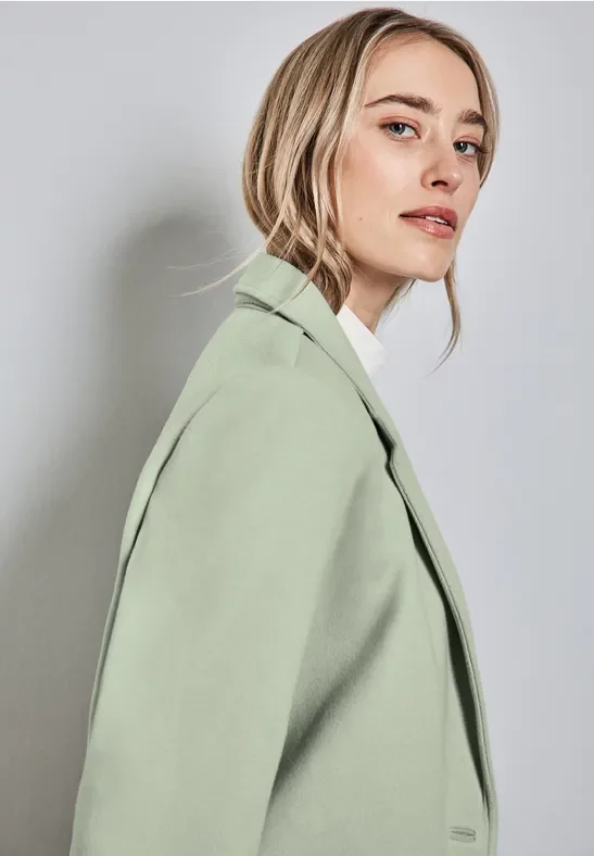 Street One Frauen Mantel mit Reverskragen in Grün, Gr: 46