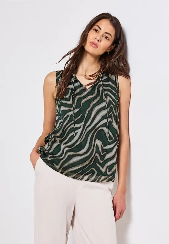 Thumbnail - Street One Frauen Chiffon Blusentop mit Print in Grün, Gr: 36