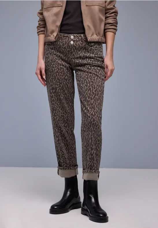 Street One Frauen Straight Leg Jeans in Braun, Gr: 32