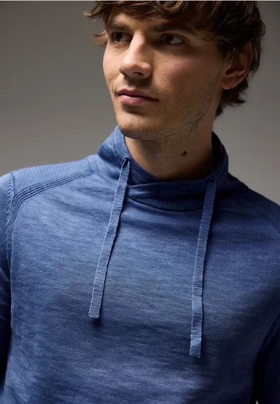 Street One MEN Männer Pullover in Washed-Optik in Blau, Gr: 3XL