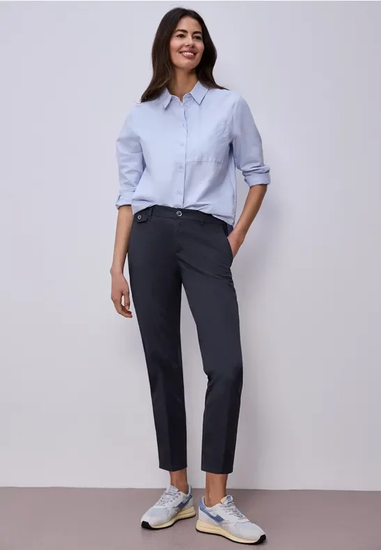 Street One Frauen Chino im Casual Fit in softer Qualität in Blau, Gr: 44