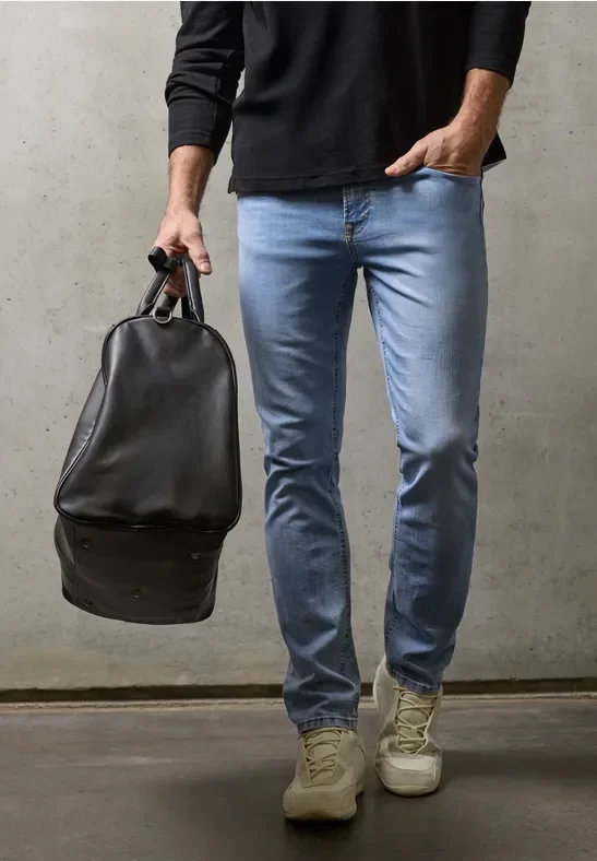 Street One MEN Männer Mid Waist Slim Leg Jeans im Slim Fit in Blau, Gr: 28