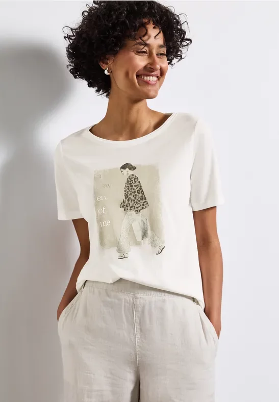 Street One Frauen Softes Shirt mit Print in Weiß, Gr: 34