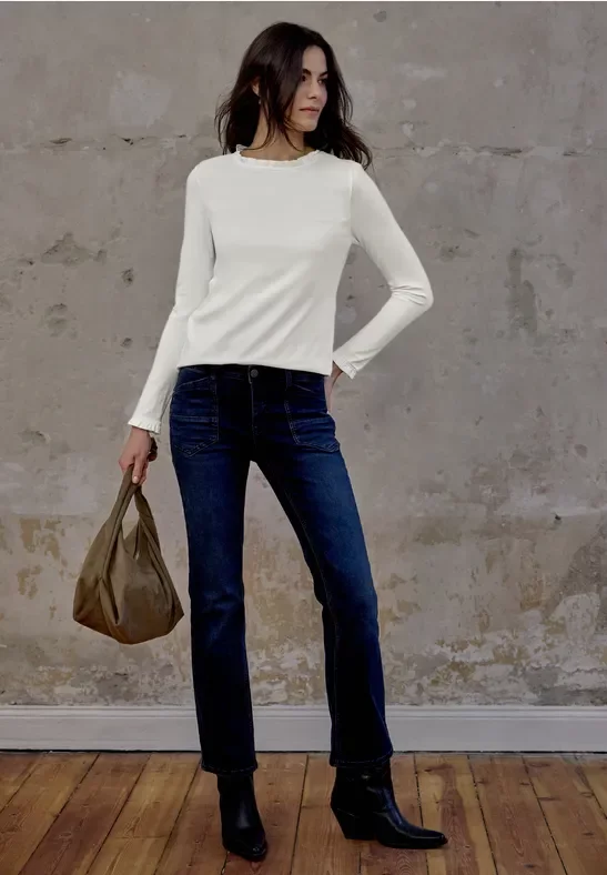 Street One Studio Frauen Basic Shirt in Weiß, Gr: 46