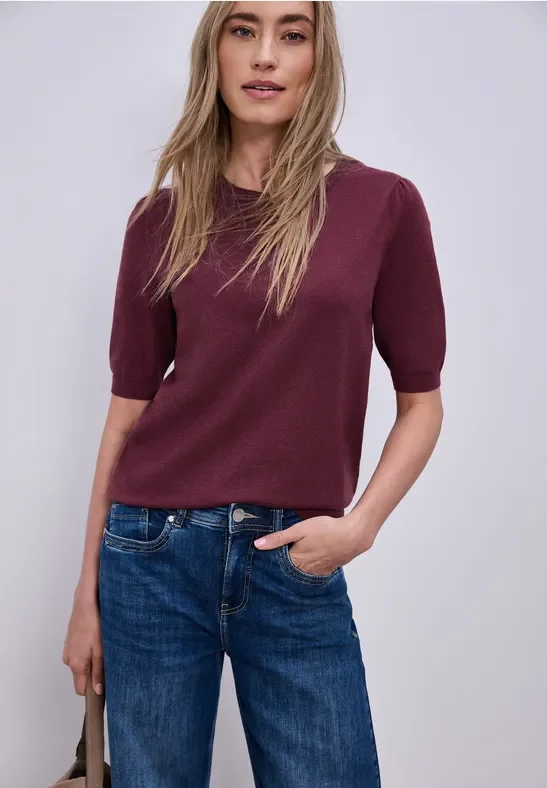 Street One Frauen Pullover in Unifarbe in Rot, Gr: 34