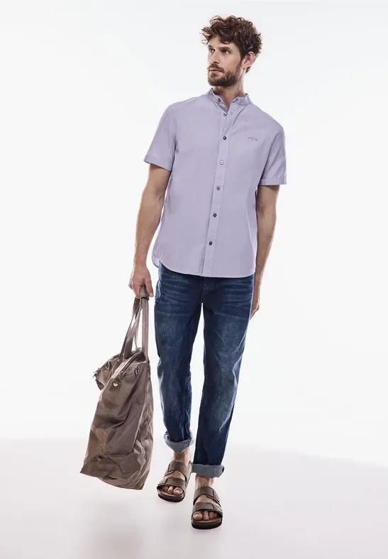 Street One MEN Männer Popelin Hemd in Lila, Gr: L