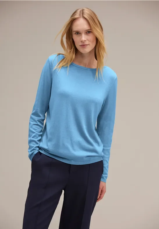 Thumbnail - Street One Frauen U-Boot Ausschnitt Pullover in Blau, Gr: 44