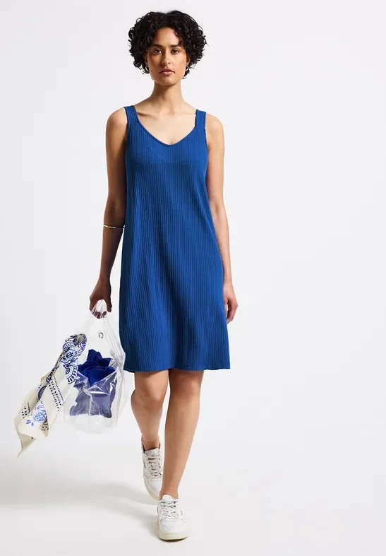 Thumbnail - Street One Frauen Trägerkleid in Unifarbe in Blau, Gr: 40