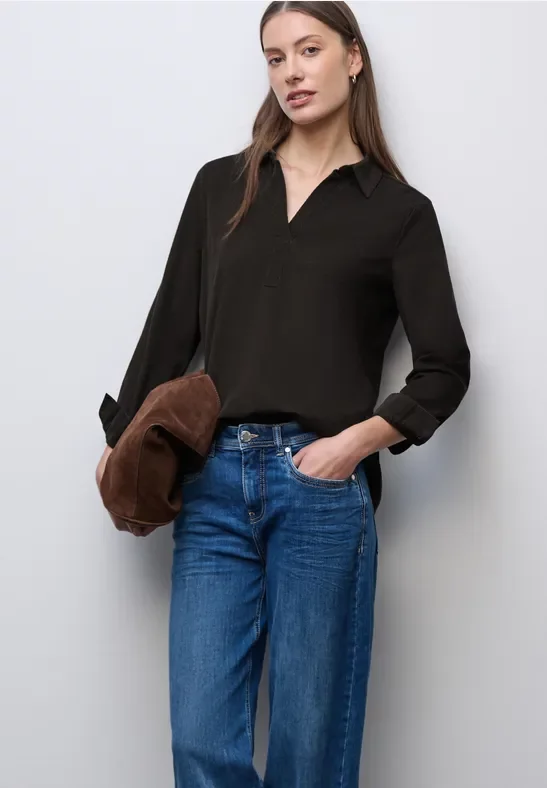 Street One Frauen Cordbluse in Braun, Gr: 44