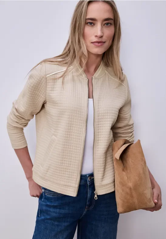 Street One Frauen Strukturblouson in Beige, Gr: 40