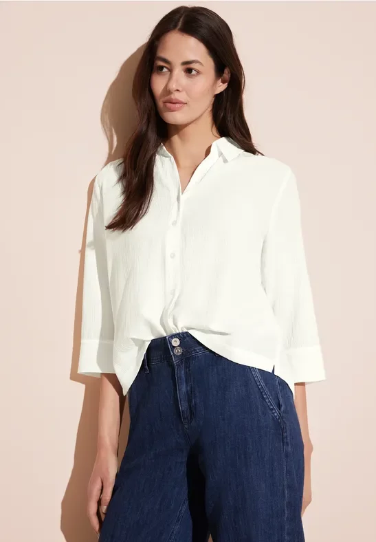 Thumbnail - Street One Frauen Crepe Bluse in Weiß, Gr: 46