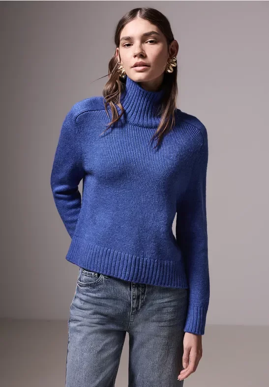 Thumbnail - Street One Studio Frauen Turtleneck Pullover in Blau, Gr: 46