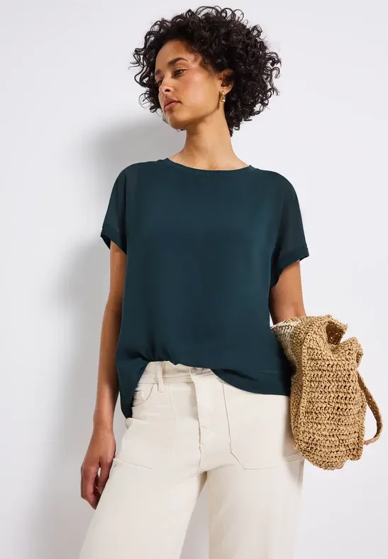 Street One Frauen 2-in-1 Chiffon Shirt in Türkis, Gr: 36