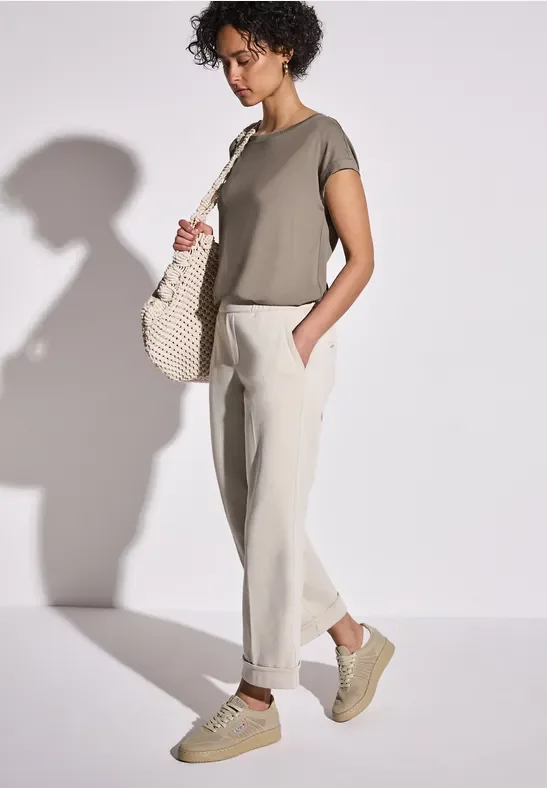 Street One Frauen Shirt mit Dekortape in Braun, Gr: 34