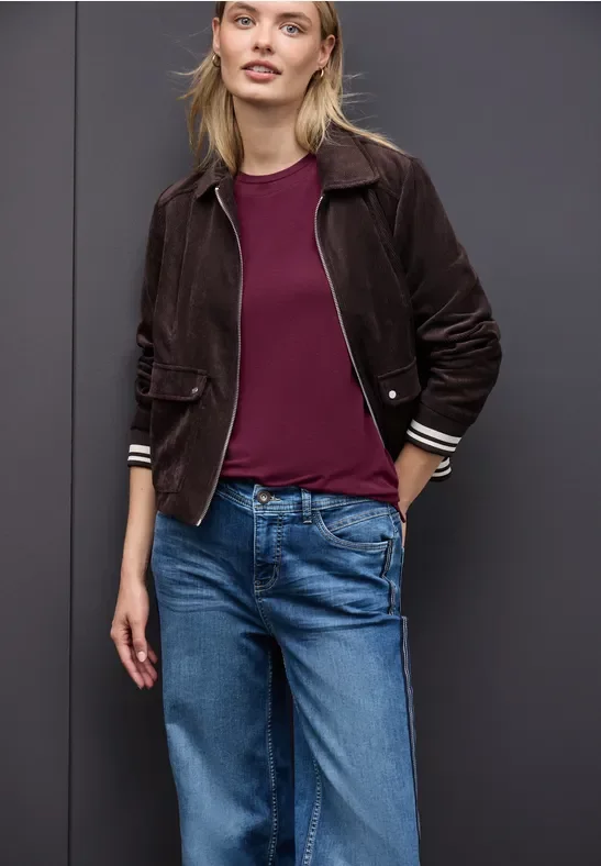 Street One Frauen Shirt mit Chiffon-Detail in Rot, Gr: 36