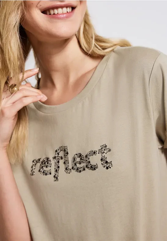 Thumbnail - Street One Frauen T-Shirt mit Wording in Beige, Gr: 40