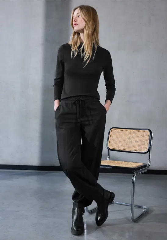 Street One Studio Frauen Basic Turtleneck Shirt in Schwarz, Gr: 36