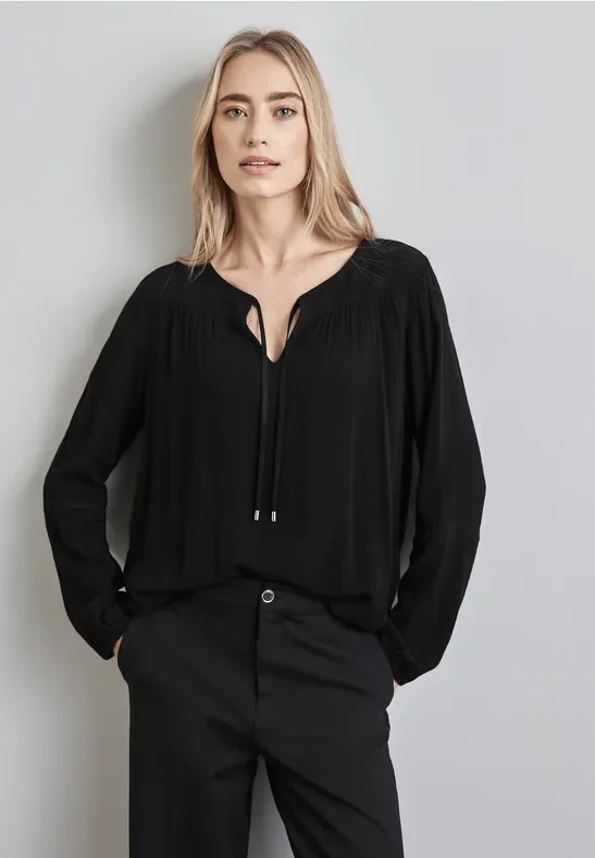 Street One Frauen Tunika mit Tape-Detail in Schwarz, Gr: 36