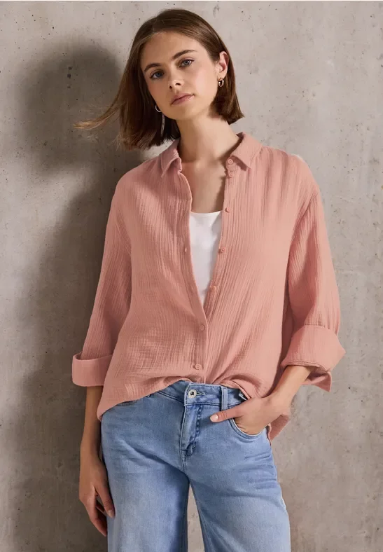 Street One Studio Frauen Musselin Hemdbluse in Rosa, Gr: 36