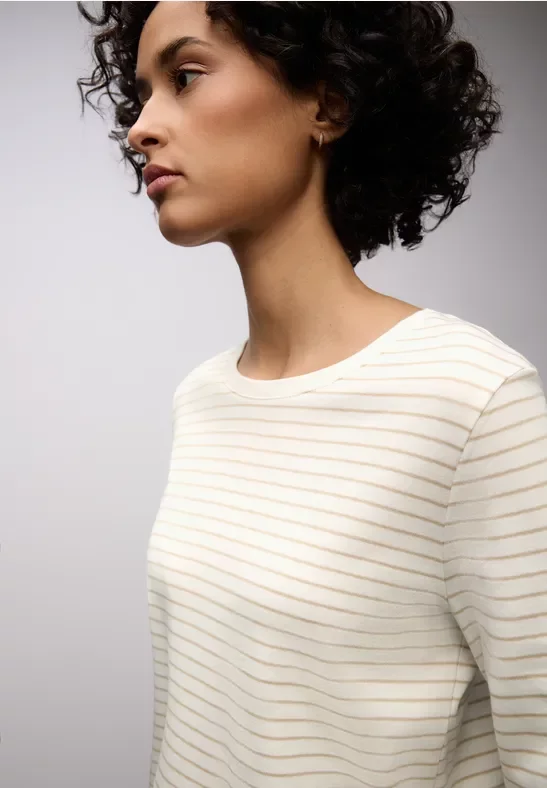 Street One Frauen Gestreiftes Shirt in Weiß, Gr: 36