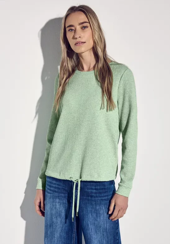 Street One Frauen Kuscheliges Strukturshirt in Grün, Gr: 46