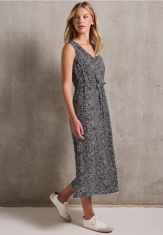 Street One Studio Frauen Gemustertes Midi-Kleid in Blau, Gr: 40