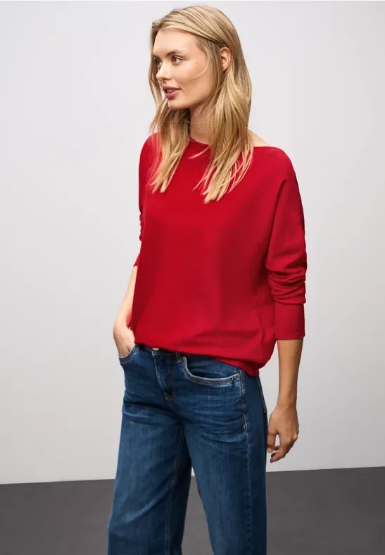Thumbnail - Street One Frauen Basic Dolman Pullover in Rot, Gr: 46