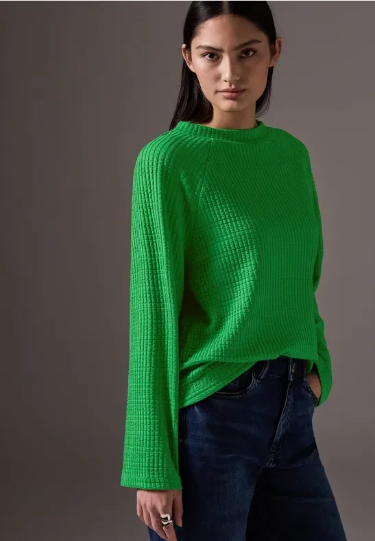 Street One Studio Frauen Shirt mit Vertikalstruktur in Grün, Gr: 34