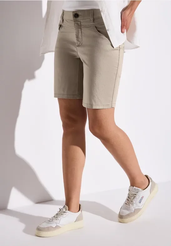 Thumbnail - Street One Frauen Satin Bermuda mit Zipper in Grau, Gr: 44