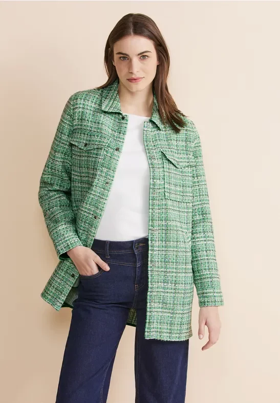 Thumbnail - Street One Frauen Bouclé Overshirt in Grün, Gr: 40