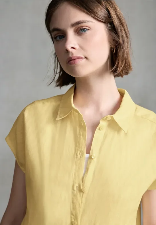 Thumbnail - Street One Studio Frauen Leinenmix Hemdbluse in Gelb, Gr: 40