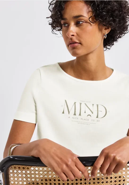 Street One Frauen Basic Shirt mit Print in Weiß, Gr: 40