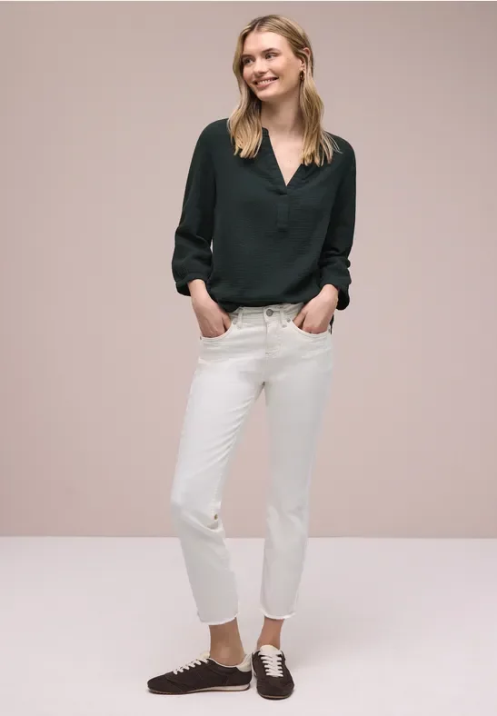 Street One Frauen 3/4-Arm Bluse in Musselinqualität in Grün, Gr: 34