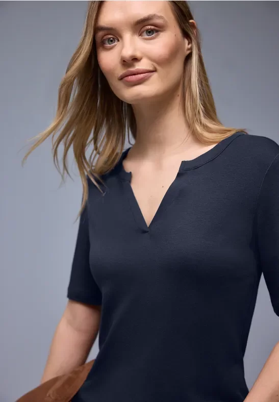 Street One Frauen Basic Shirt in Blau, Gr: 46