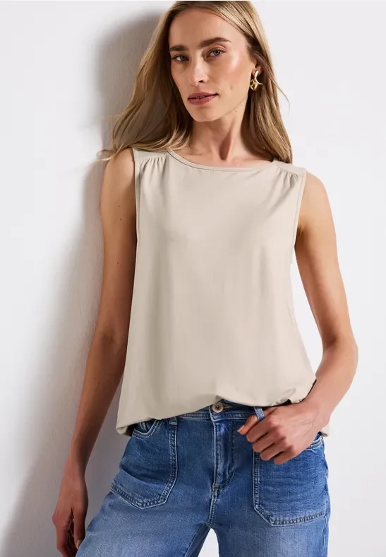 Street One Frauen Basic Top in Beige, Gr: 40