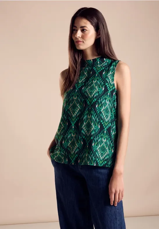 Street One Frauen Sommer Bluse mit Print in Grün, Gr: 44