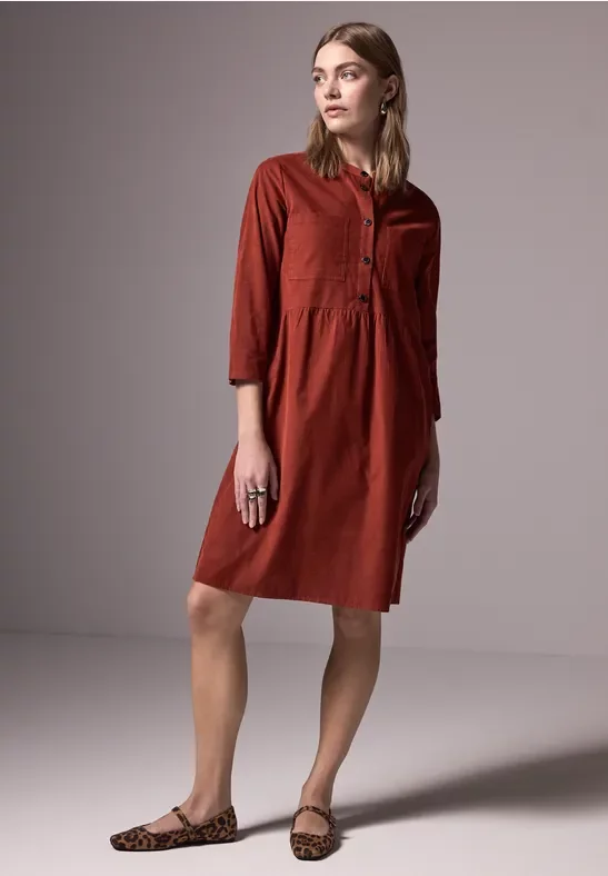 Street One Studio Frauen Cordkleid mit Volant in Braun, Gr: 44