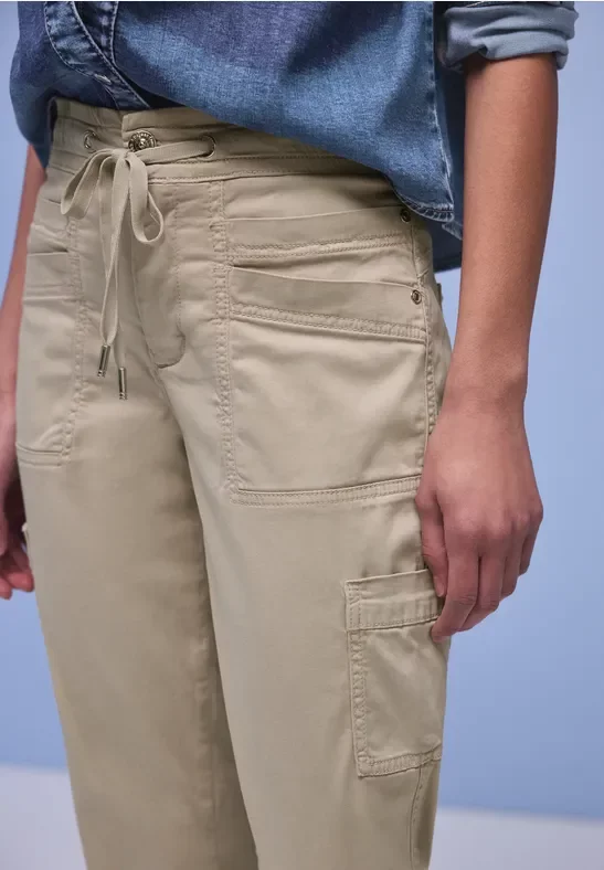 Street One Frauen Cargo Joggpants in Beige, Gr: 38