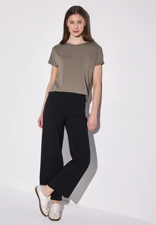 Street One Frauen Shirt in Unifarbe in Braun, Gr: 40