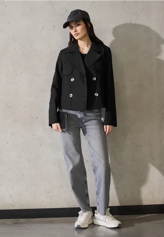 Street One Studio Frauen Kurzer Trenchcoat in Schwarz, Gr: 42