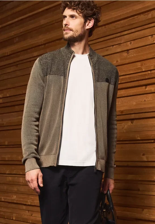Thumbnail - Street One MEN Männer Two-Tone Strukturjacke in Braun, Gr: XXL