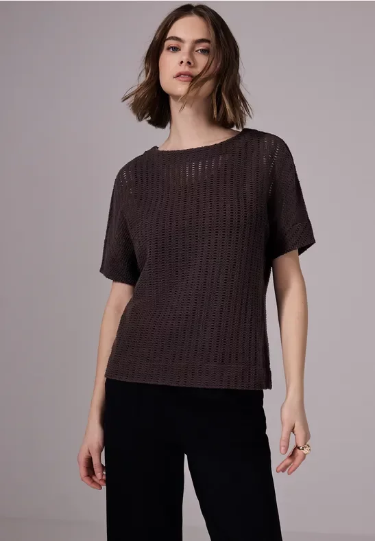 Street One Studio Frauen Strukturshirt in Braun, Gr: 40