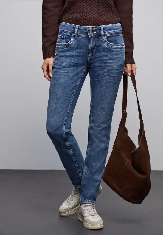 Street One Frauen Jeans im Casual Fit in Blau, Gr: 27