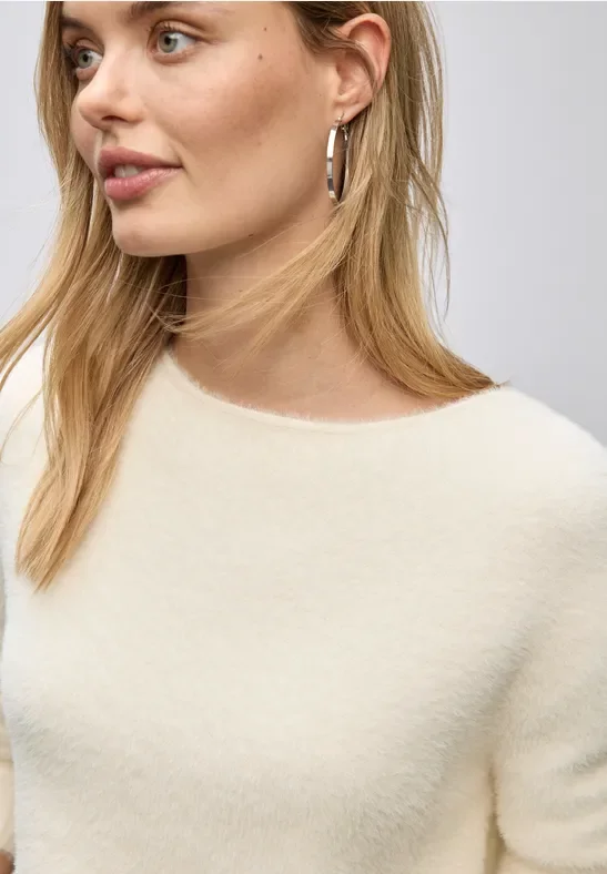 Street One Frauen Federgarn Pullover in Beige, Gr: 44