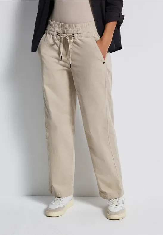 Street One Frauen Washed Look Cordhose in Beige, Gr: 34