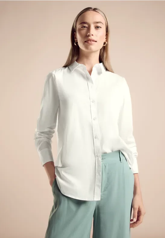 Street One Frauen Lange Bluse in Weiß, Gr: 36