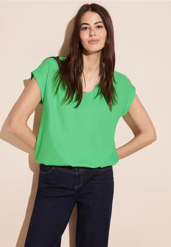 Thumbnail - Street One Frauen Viskose Bluse in Grün, Gr: 46